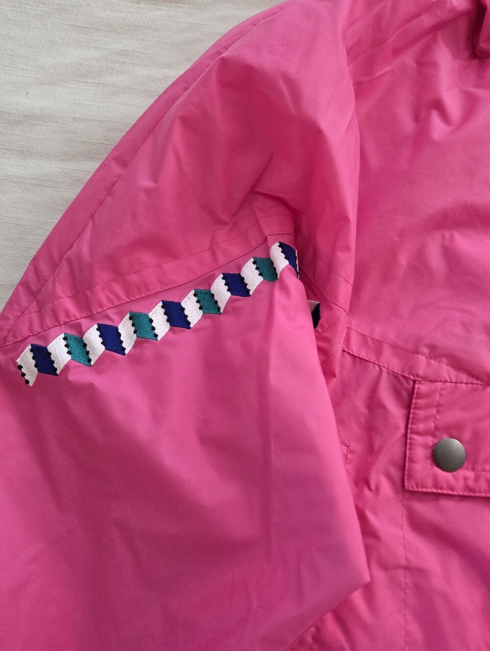 Vintage Snuggler Ski Wear Pink Hooded Windbreaker Jacket Womens Medium Large 6 - Picture 3 of 10